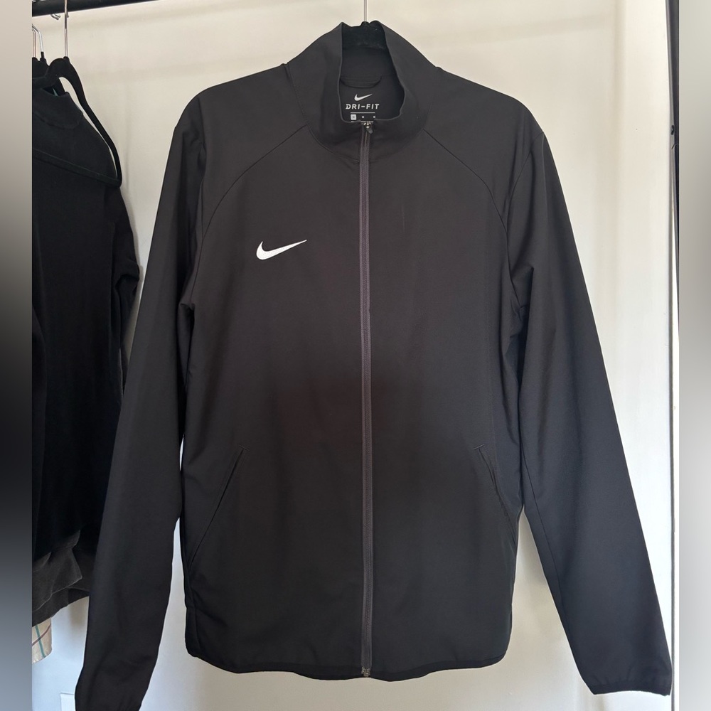 Nike Black Full-Zip Dri-FIT Performance Jacket with White Swoosh